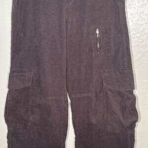 Angel Kiss W 1/25 Corduroy Cargo Pants  Dark Gray Relaxed Fit100% Cotton Comfort